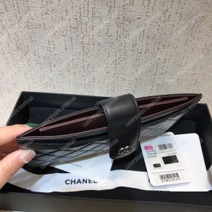 Chanel Classic Pouch Lambskin Leather Silver Tone Black - Image 5