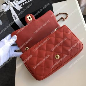 Chanel Lambskin Flap Bag Red - Image 3