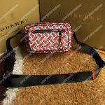 Burberry Monogram Print And Leather Crossbody Bag Vermilion