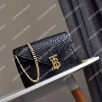 Burberry Small Quilted Monogram TB Envelope Clutch Black
