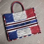 Dior Book Tote Bag Embroidered Canvas French Flag