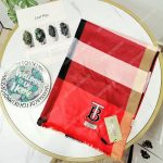 Burberry Cashmere Scarf Red Maroon TB Monogram
