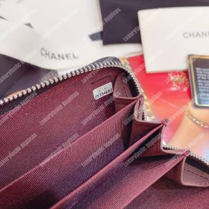 Classic Zipped Card Holder Silver Toned Lambskin Black - Image 9