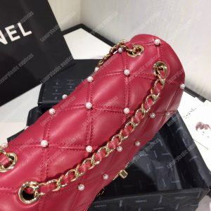 Chanel Flap Bag Iimitation Pearls Red - Image 5