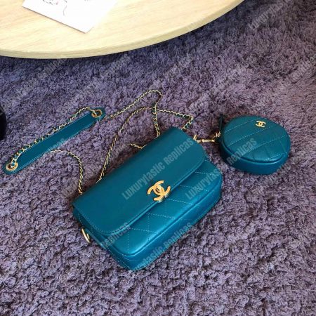 Chanel Flap Bag & Coin Purse Blue - Image 4
