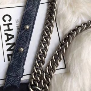 Chanel Boy Medium Handbag Blue - Image 4