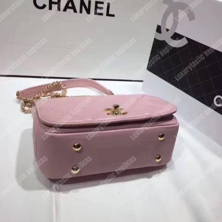 Chanel Small Flap Bag With Top Handle Pink - Image 5