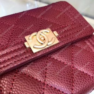 Chanel Boy Small Flap Wallet Burgundy - Image 7