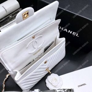 Chanel Classic Medium Handbag White - Image 3