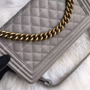 Chanel Boy Medium Handbag Grey - Image 3
