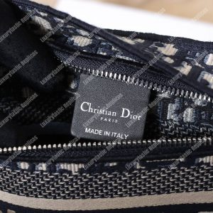 Dior Blue Oblique Embroidered Canvas Clutch - Image 8