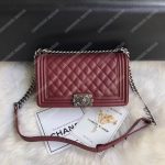 Chanel Boy Medium Handbag Burgundy