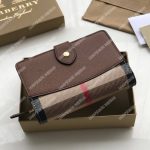 Burberry House Check And Leather Wallet Brown