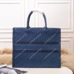 Dior Book Tote Bag Denim Blue Oblique Embroidered Canvas
