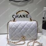 Chanel Small Flap Bag With Top Handle White