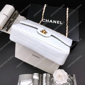 Chanel Classic Medium Handbag White - Image 5
