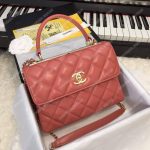 Chanel Small Flap Bag With Top Handle Dark Pink-Gold