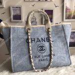 Chanel Deauville Fabric Tote Blue/Baige