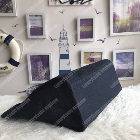 Chanel Deauville Fabric Tote Navy Blue/Gold - Image 7