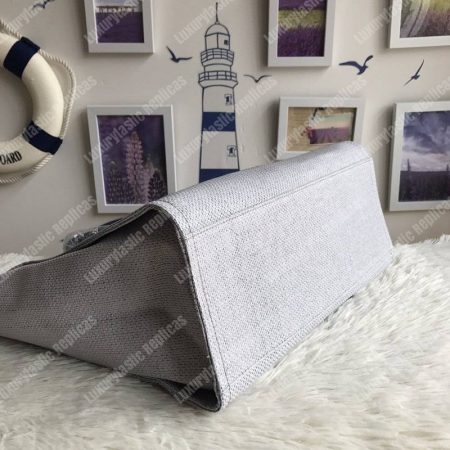 Chanel Deauville Fabric Tote Gray/Black - Image 6