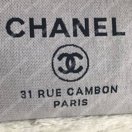 Chanel Deauville Fabric Tote Gray/Black - Image 9