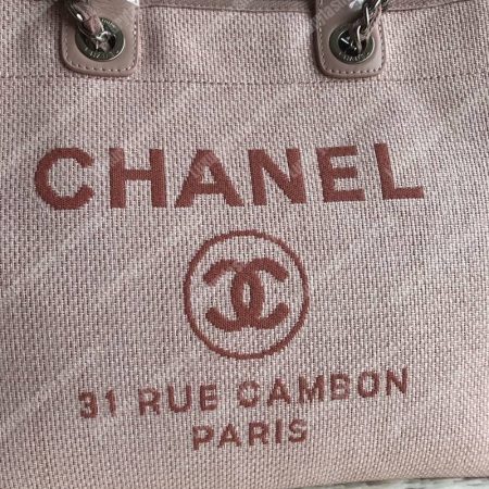Chanel Deauville Fabric Tote Pink/Fuchsia - Image 5