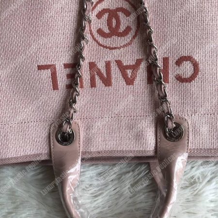 Chanel Deauville Fabric Tote Pink/Fuchsia - Image 7