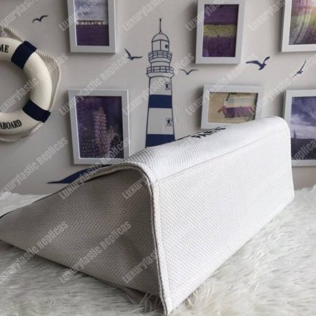 Chanel Deauville Fabric Tote White/Black - Image 3