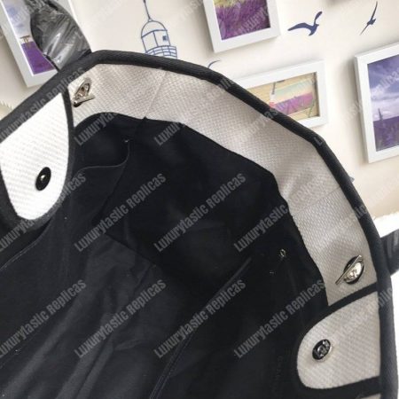 Chanel Deauville Fabric Tote White/Black - Image 5