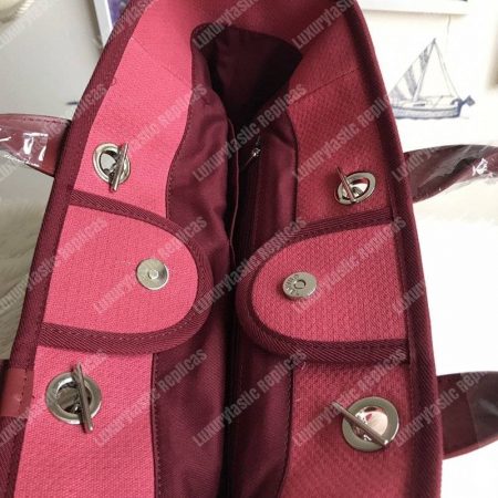 Chanel Deauville Fabric Tote Dark Fuchsia/White - Image 3