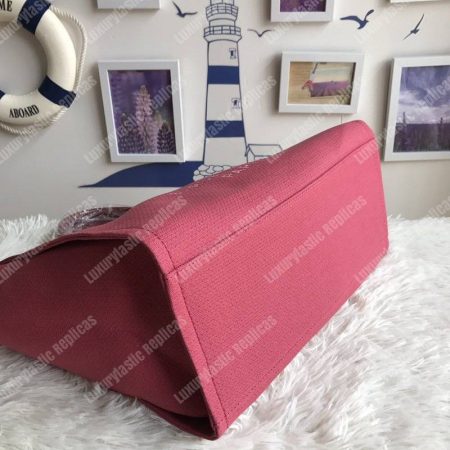 Chanel Deauville Fabric Tote Dark Fuchsia/White - Image 6