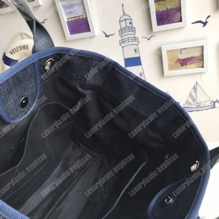 Chanel Deauville Fabric Tote Dark Blue/Orange - Image 9