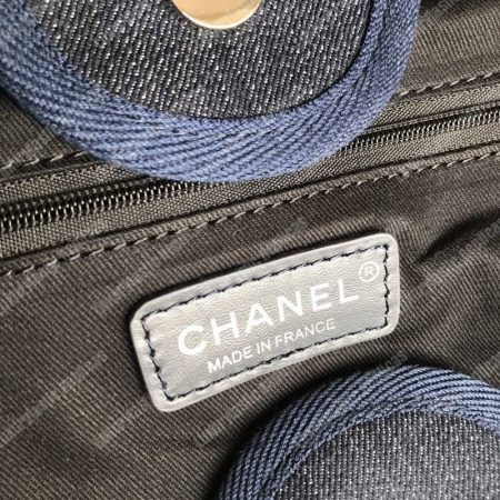 Chanel Deauville Fabric Tote Dark Blue/Orange - Image 4