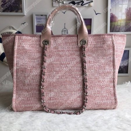 Chanel Deauville Fabric Tote Pink - Image 3