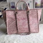 Chanel Deauville Fabric Tote Pink