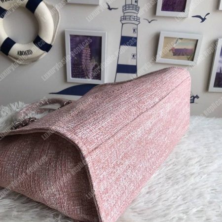 Chanel Deauville Fabric Tote Pink - Image 4
