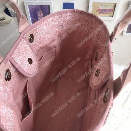 Chanel Deauville Fabric Tote Pink - Image 6