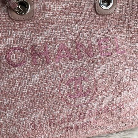 Chanel Deauville Fabric Tote Pink - Image 8