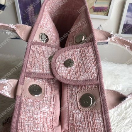 Chanel Deauville Fabric Tote Pink - Image 9