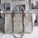 Chanel Deauville Fabric Tote Beige