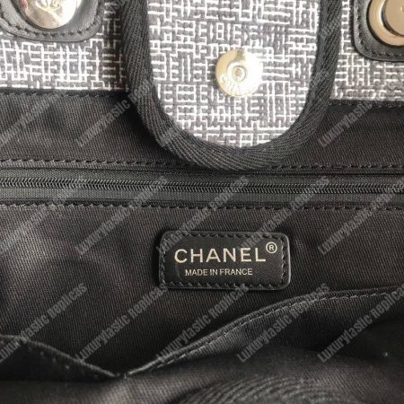 Chanel Deauville Fabric Tote Dark Gray - Image 6