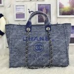 Chanel Deauville Fabric Tote Blue