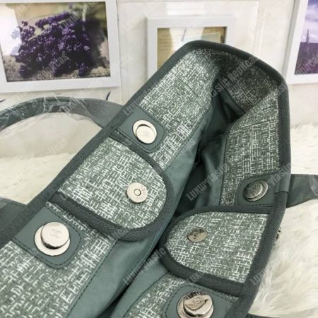Chanel Deauville Fabric Tote Sage Green - Image 9