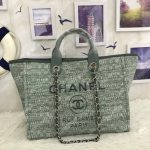 Chanel Deauville Fabric Tote Sage Green