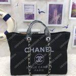 Chanel Deauville Fabric Tote Black/Gray