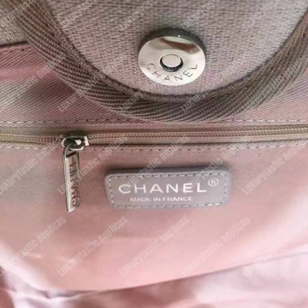 Chanel Deauville Fabric Tote Rose Pink/White - Image 8