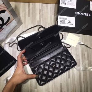 Chanel Le Boy Wallet On Chain – WOC Black Quilted Lambskin Silver-Toned - Image 5