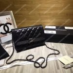 Chanel Le Boy Wallet On Chain – WOC Black Quilted Lambskin Silver-Toned