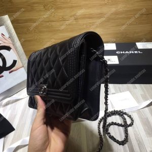 Chanel Le Boy Wallet On Chain – WOC Black Quilted Lambskin Silver-Toned - Image 7