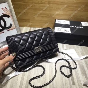 Chanel Le Boy Wallet On Chain – WOC Black Quilted Lambskin Silver-Toned - Image 3